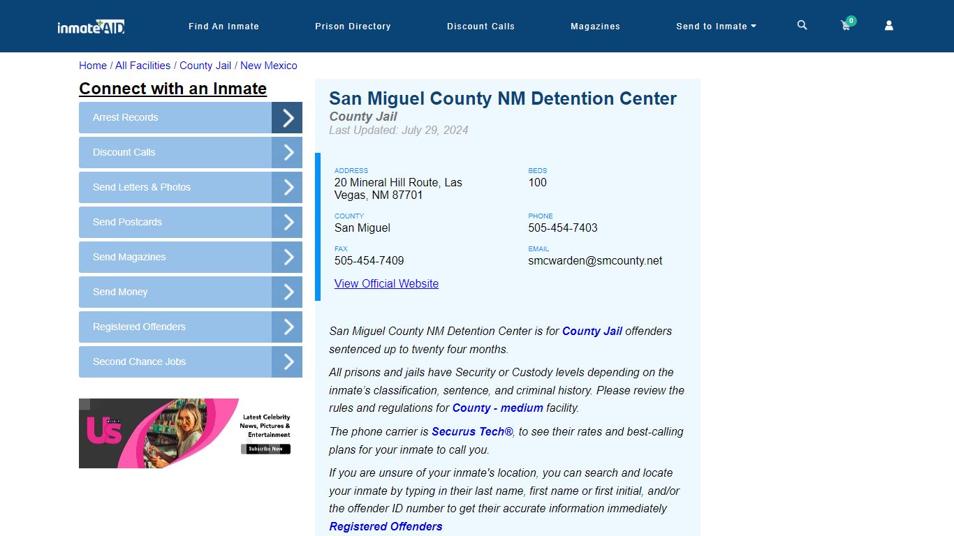 San Miguel County NM Detention Center - Inmate Locator