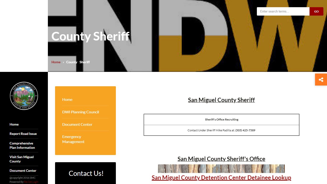 County Sheriff - San Miguel County, New Mexico