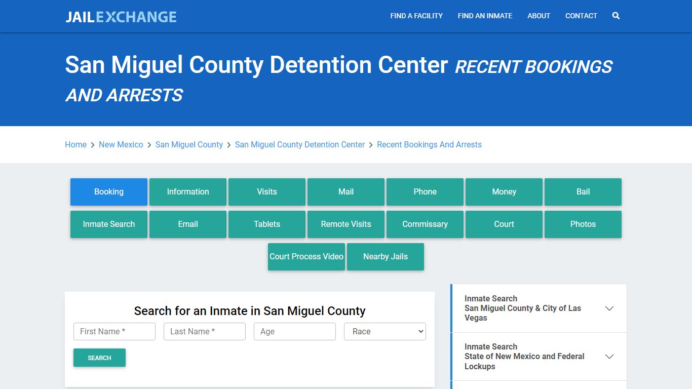 San Miguel County Detention Center Recent Bookings And Arrests